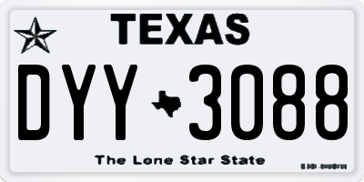 TX license plate DYY3088
