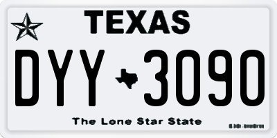 TX license plate DYY3090