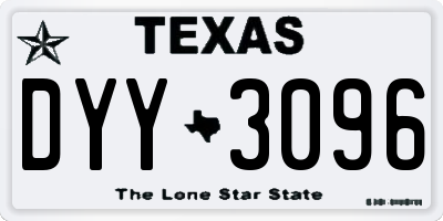 TX license plate DYY3096
