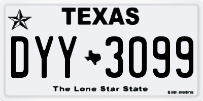 TX license plate DYY3099