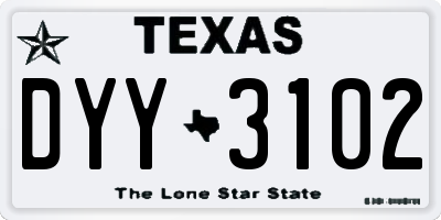 TX license plate DYY3102