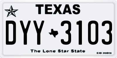 TX license plate DYY3103
