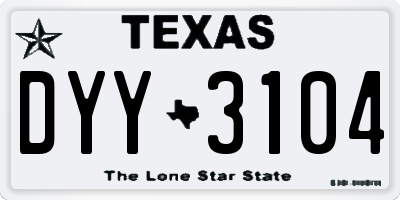 TX license plate DYY3104