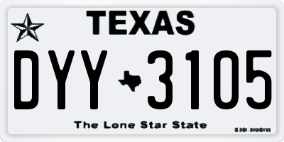 TX license plate DYY3105