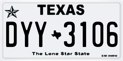 TX license plate DYY3106
