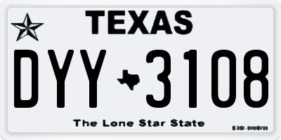 TX license plate DYY3108