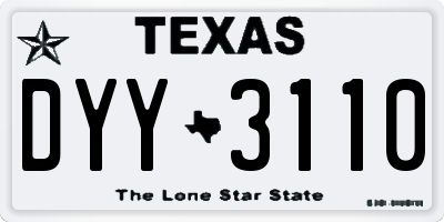 TX license plate DYY3110