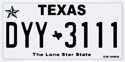 TX license plate DYY3111