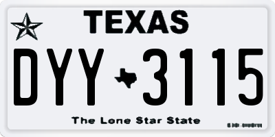 TX license plate DYY3115