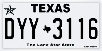 TX license plate DYY3116