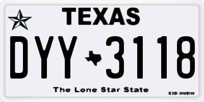 TX license plate DYY3118