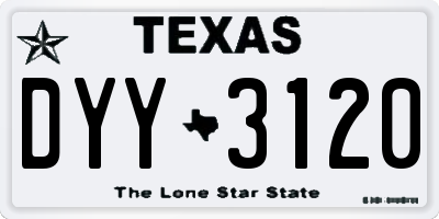 TX license plate DYY3120