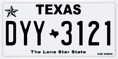 TX license plate DYY3121