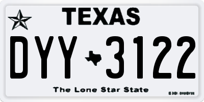 TX license plate DYY3122