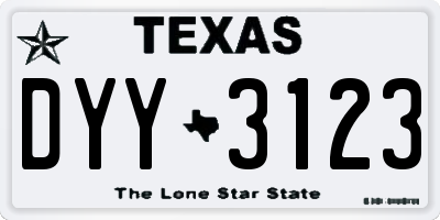 TX license plate DYY3123
