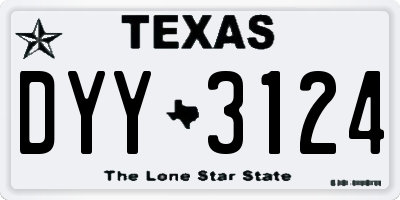 TX license plate DYY3124