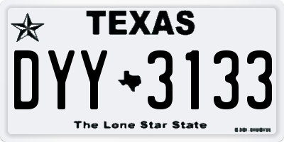 TX license plate DYY3133