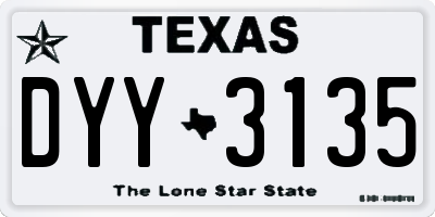 TX license plate DYY3135