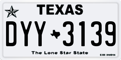 TX license plate DYY3139