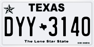 TX license plate DYY3140