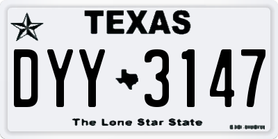 TX license plate DYY3147
