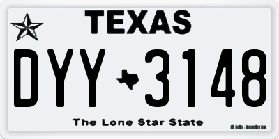 TX license plate DYY3148