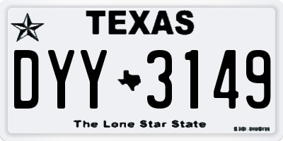 TX license plate DYY3149