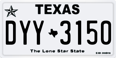 TX license plate DYY3150