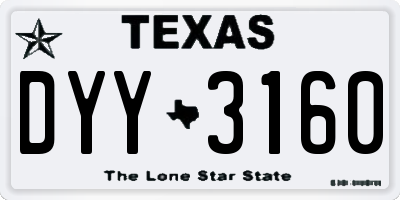 TX license plate DYY3160