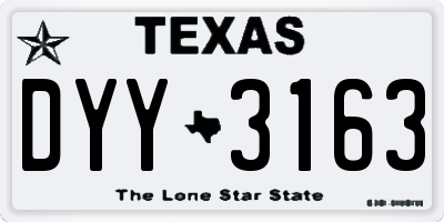 TX license plate DYY3163