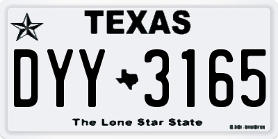 TX license plate DYY3165