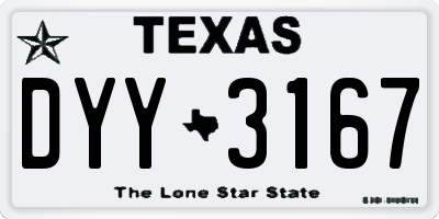 TX license plate DYY3167