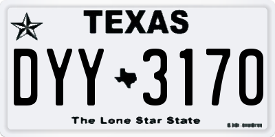 TX license plate DYY3170