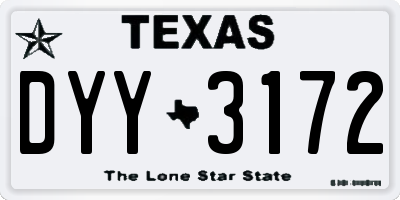 TX license plate DYY3172