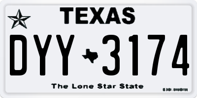 TX license plate DYY3174