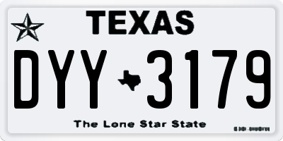 TX license plate DYY3179