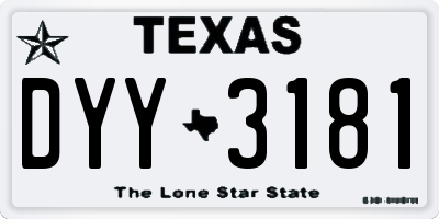 TX license plate DYY3181