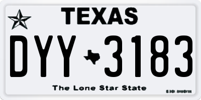 TX license plate DYY3183