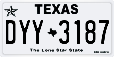 TX license plate DYY3187