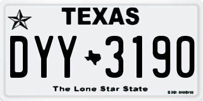 TX license plate DYY3190