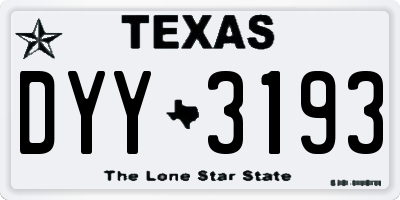 TX license plate DYY3193