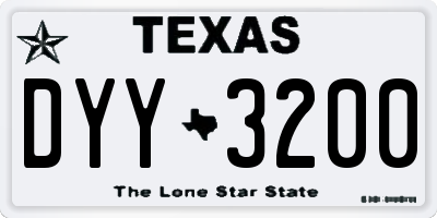 TX license plate DYY3200
