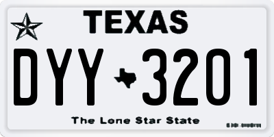 TX license plate DYY3201