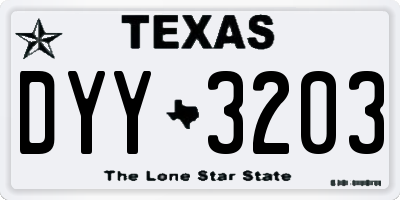 TX license plate DYY3203
