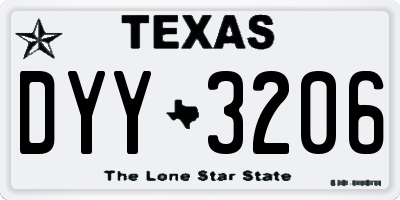 TX license plate DYY3206