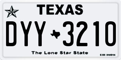 TX license plate DYY3210