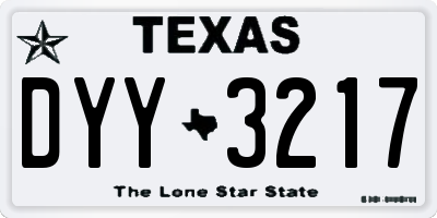 TX license plate DYY3217