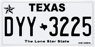TX license plate DYY3225