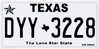 TX license plate DYY3228