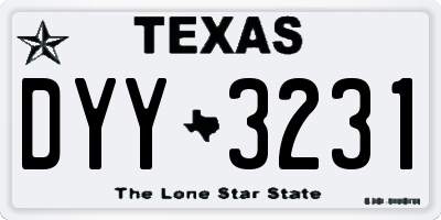 TX license plate DYY3231